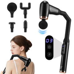 Extended Handle Electric Fascia Gun 3 Modes 6 Levels U-Shaped Massage Gun Shoudler Neck Back Massager Hammer Deep Tissue Muscle
